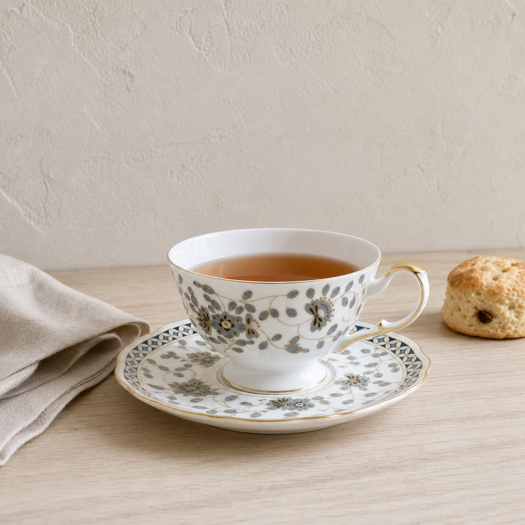 Nocturne Bloom Teacup & Saucer — 210 ml