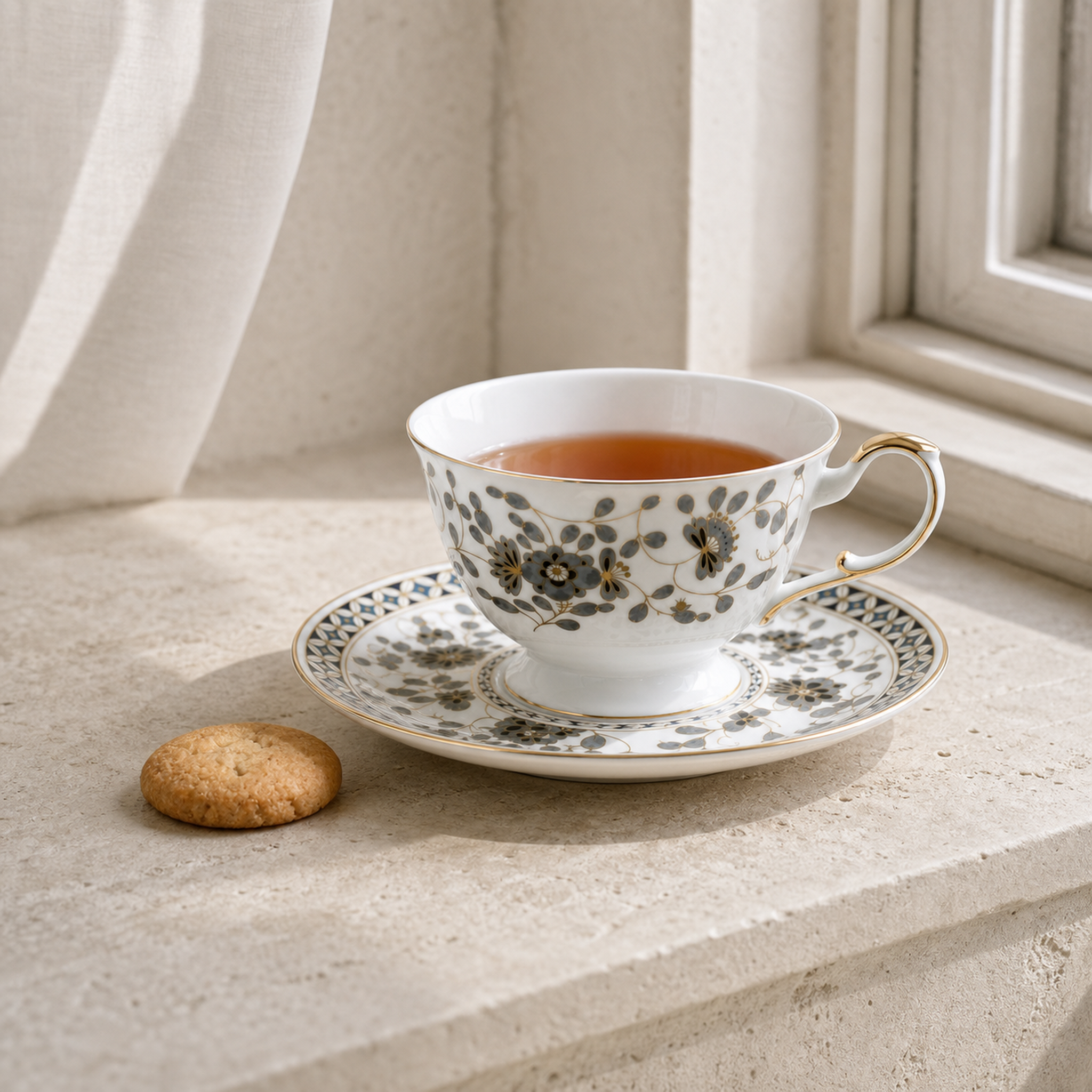 Nocturne Bloom Teacup & Saucer — 210 ml