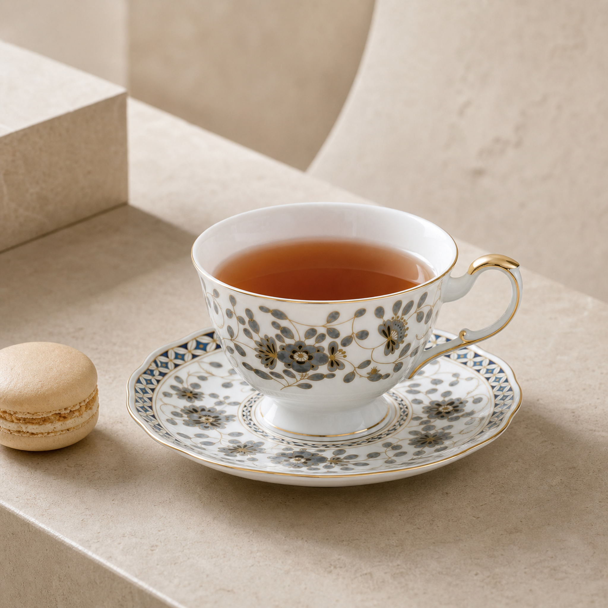 Nocturne Bloom Teacup & Saucer — 210 ml