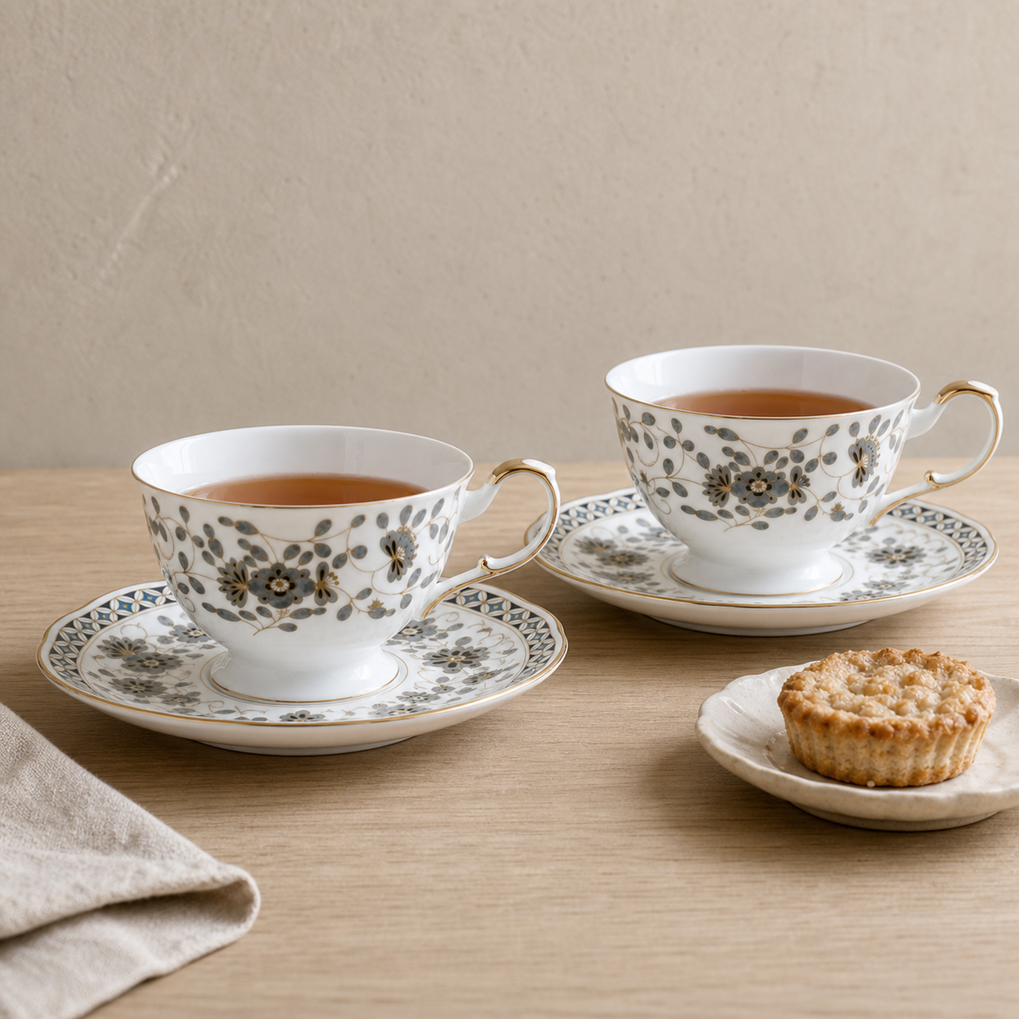 Nocturne Bloom Teacup & Saucer Set — 2 × 210 ml
