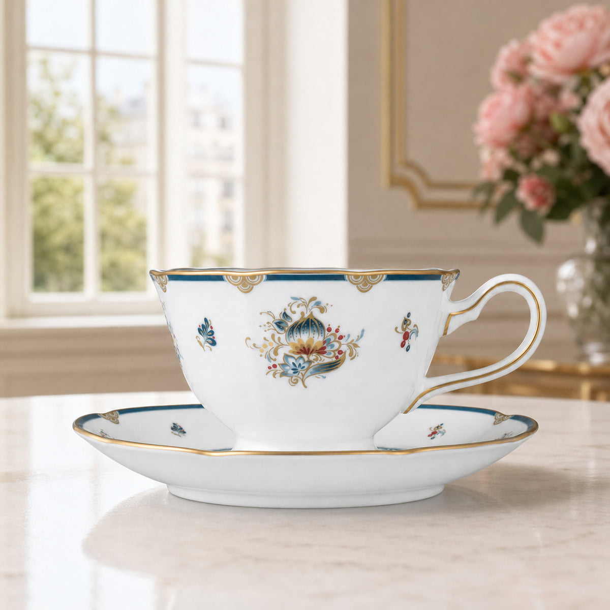 Gilded Garland Cup & Saucer — 210 ml