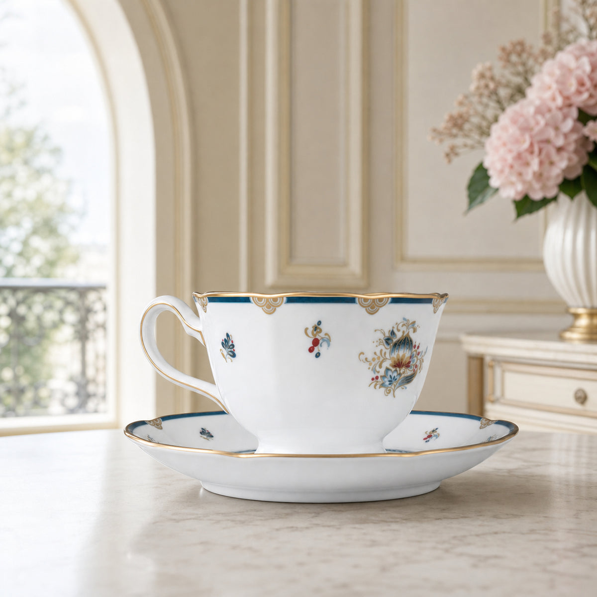 Gilded Garland Cup & Saucer — 210 ml