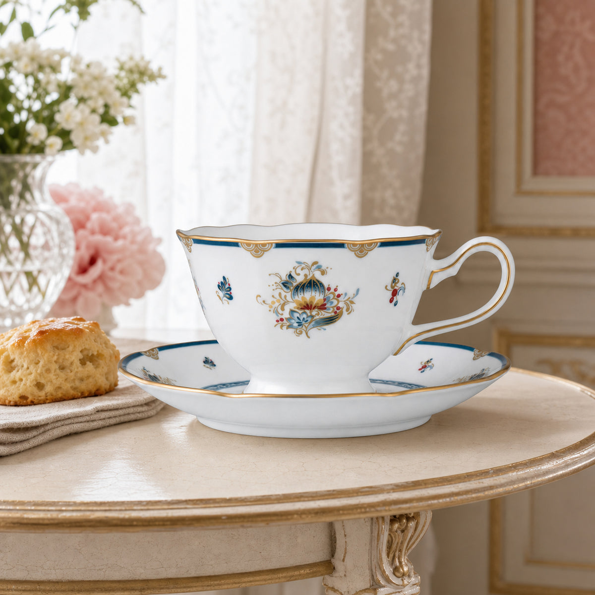 Gilded Garland Cup & Saucer — 210 ml