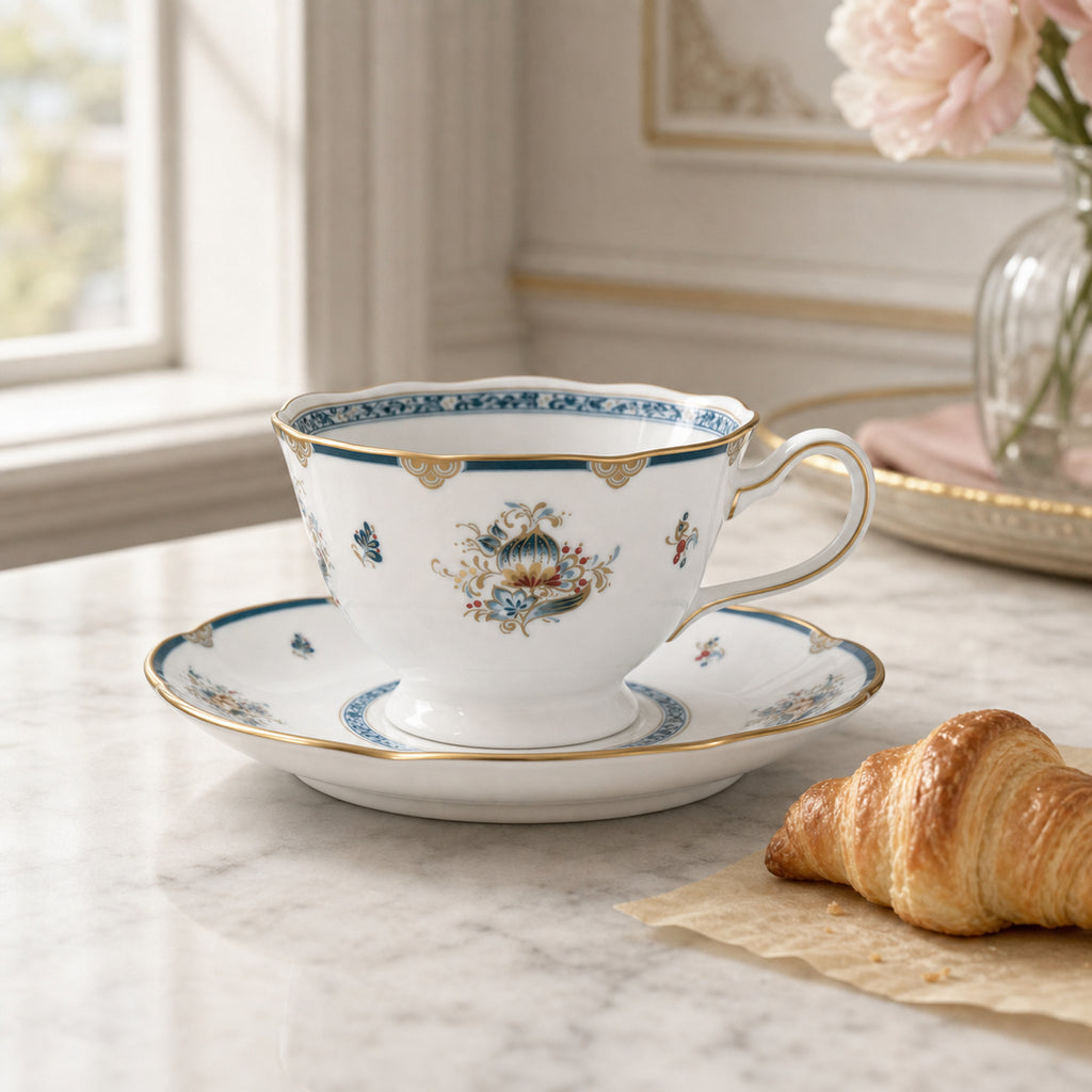 Gilded Garland Cup & Saucer — 210 ml