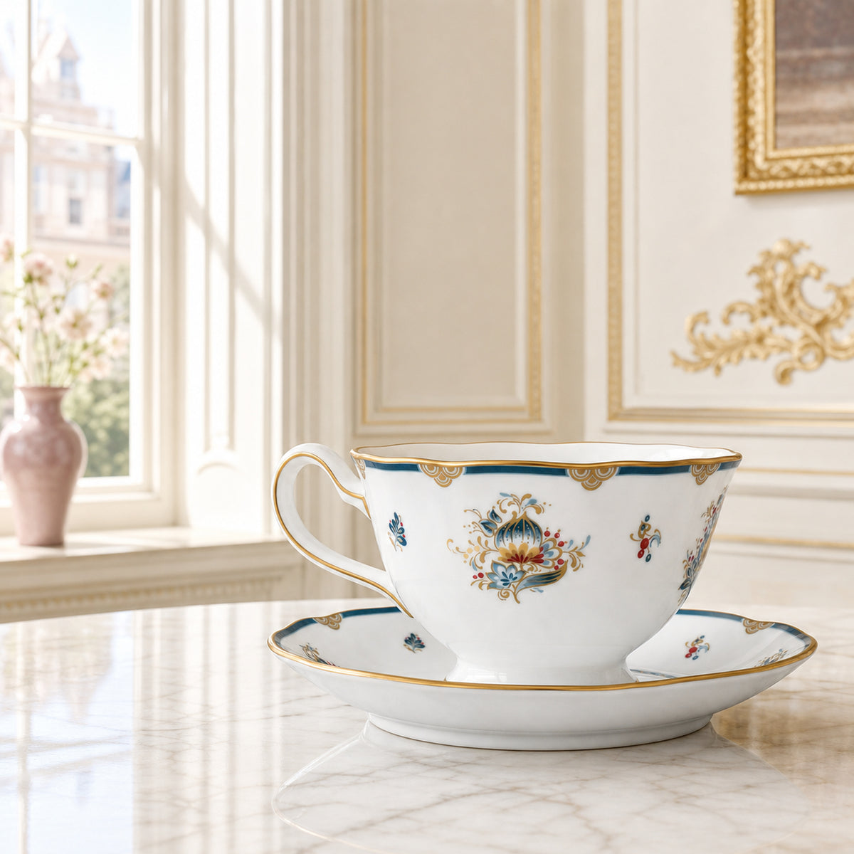 Gilded Garland Cup & Saucer — 210 ml