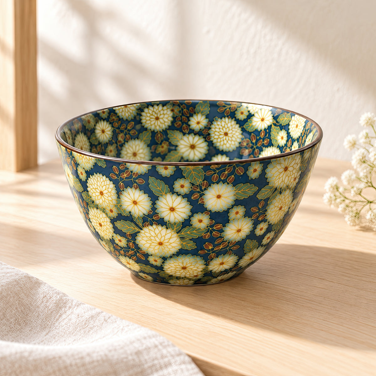 Hana Karakusa Bowl A Blue chrysanthemum ceramic bowl