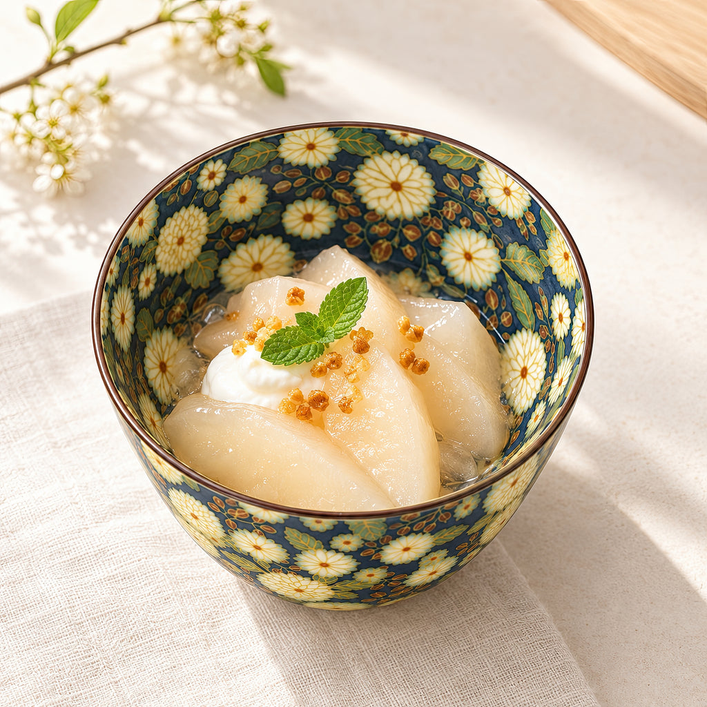 Hana Karakusa Bowl A Blue chrysanthemum ceramic bowl