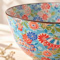 Hana Karakusa Temari Floral Bowl — Blue — floral ceramic close-up
