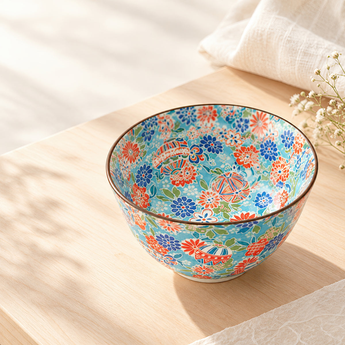 Hana Karakusa Temari Floral Bowl Blue