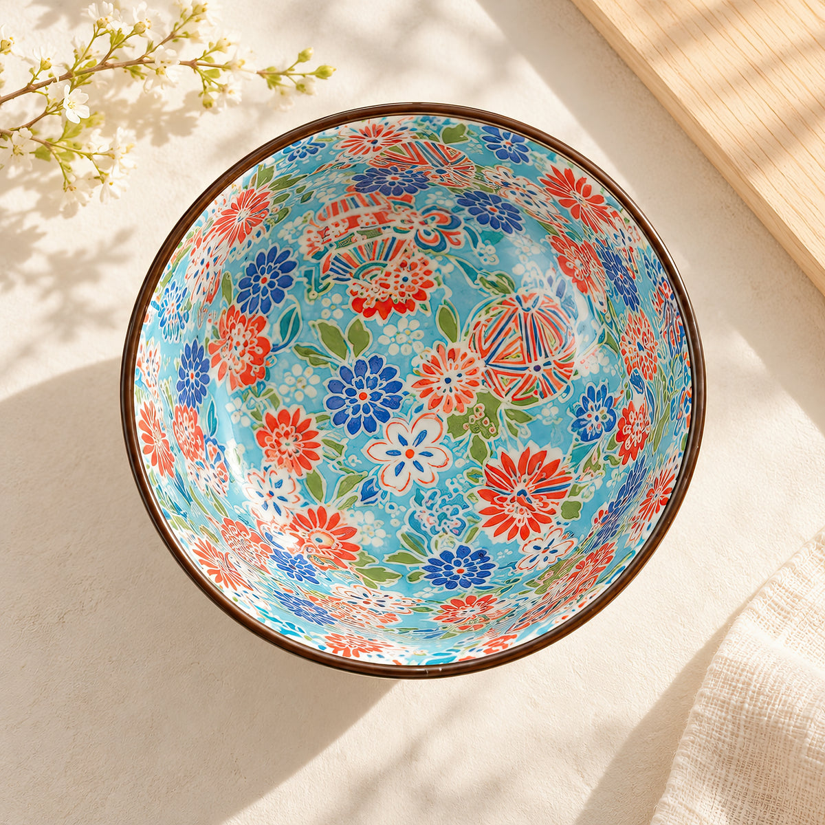 Hana Karakusa Temari Floral Bowl Blue