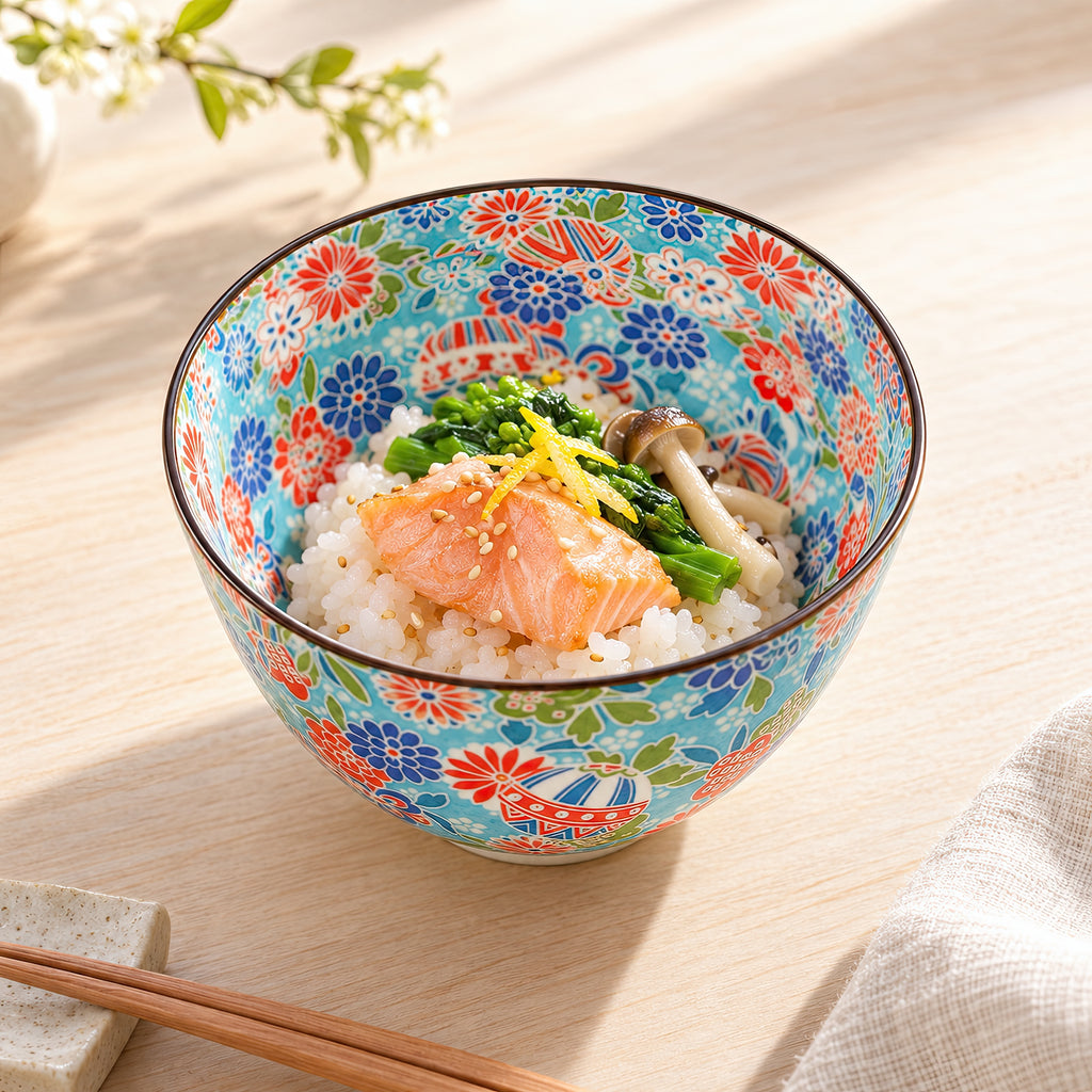 Hana Karakusa Temari Floral Bowl Blue