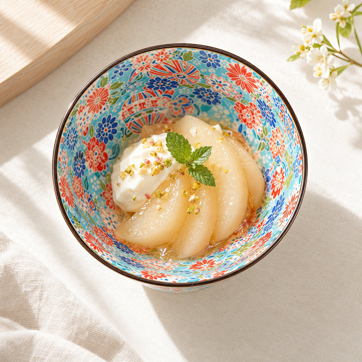 Hana Karakusa Temari Floral Bowl Blue
