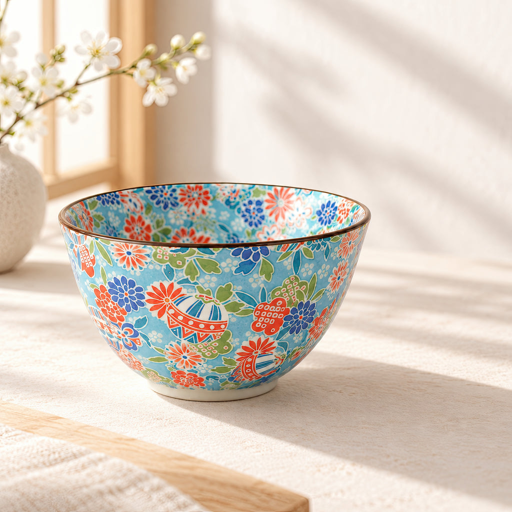 Hana Karakusa Temari Floral Bowl Blue