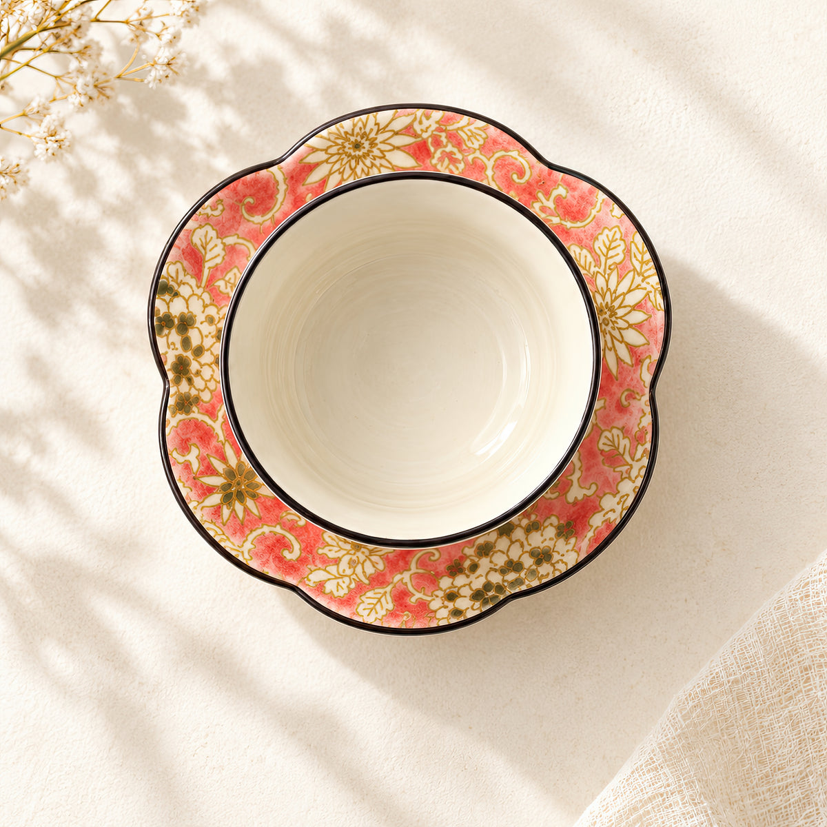 Hana Karakusa Japanese Tea Cup A Pink with matching stand