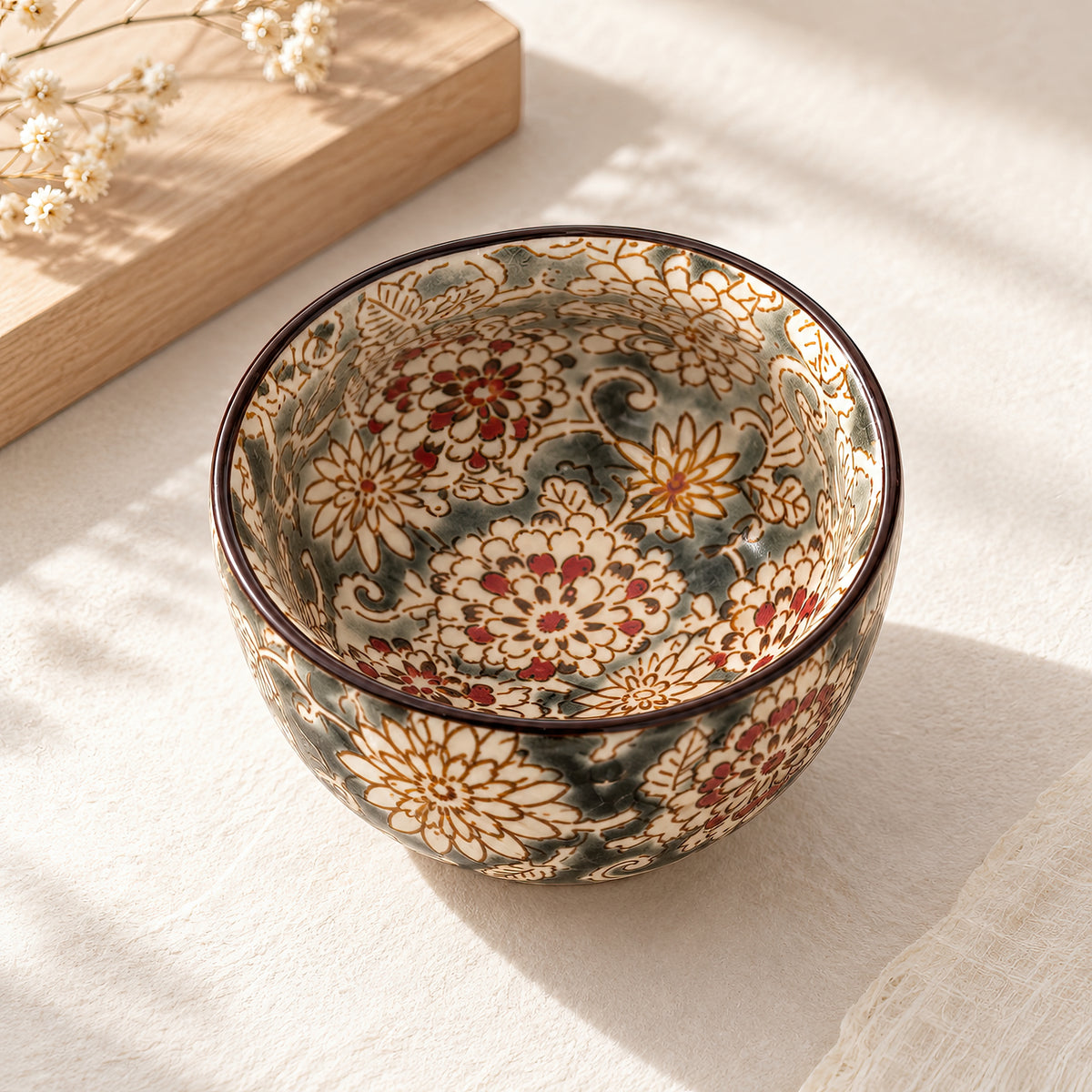 Hana Karakusa Mini Cup Black Japanese ceramic detail