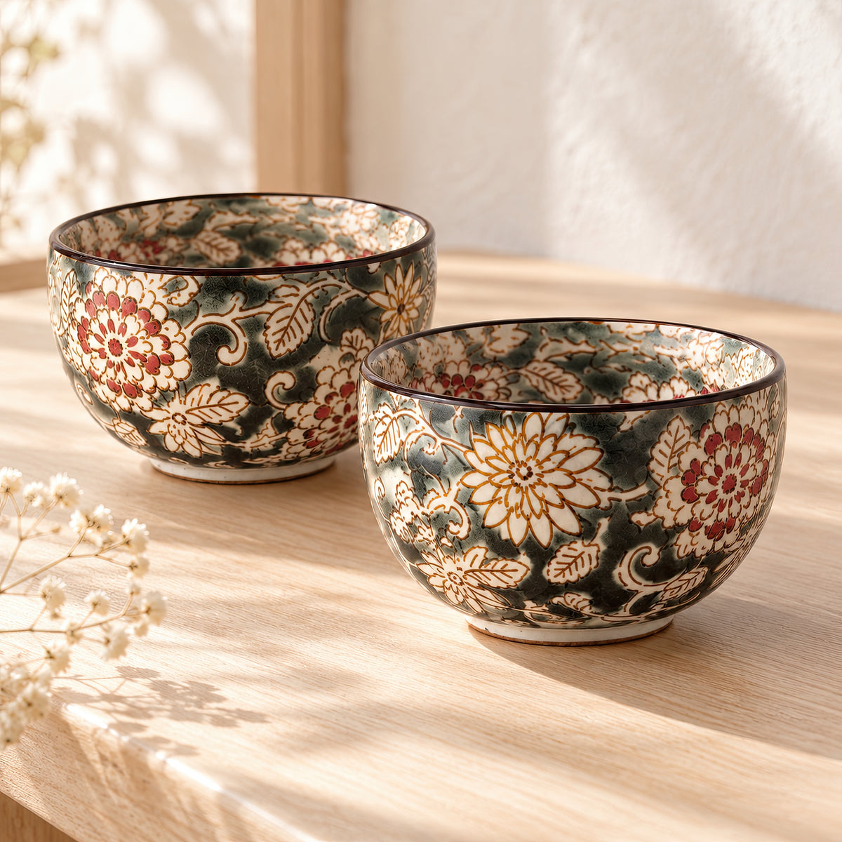 Hana Karakusa Mini Cup Black Japanese ceramic detail