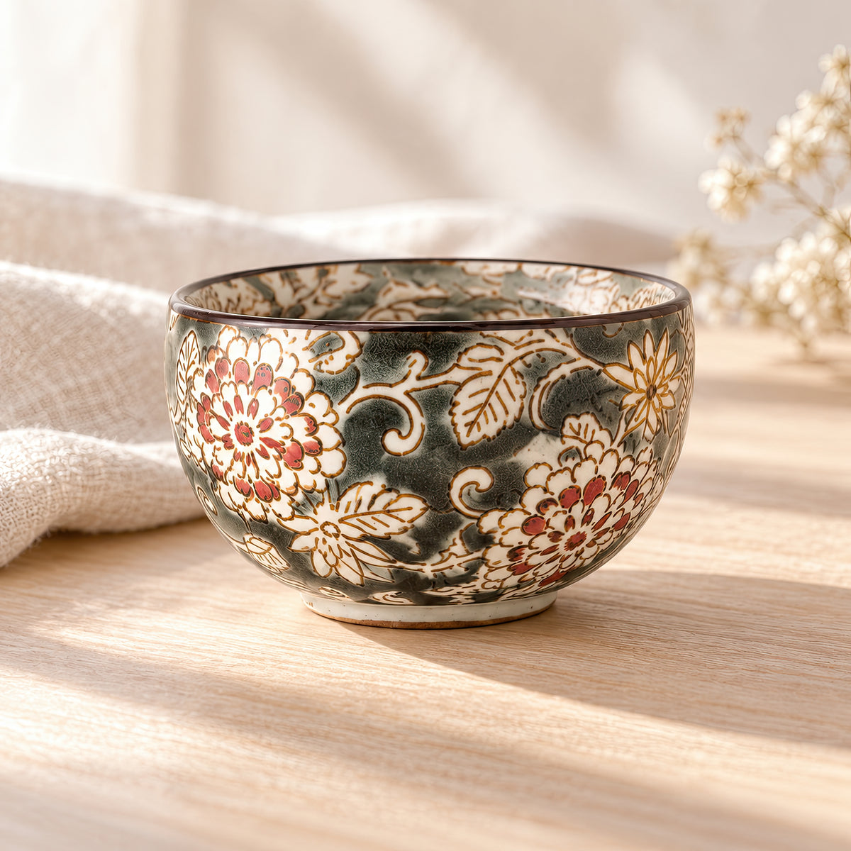 Hana Karakusa Mini Cup Black Japanese ceramic detail