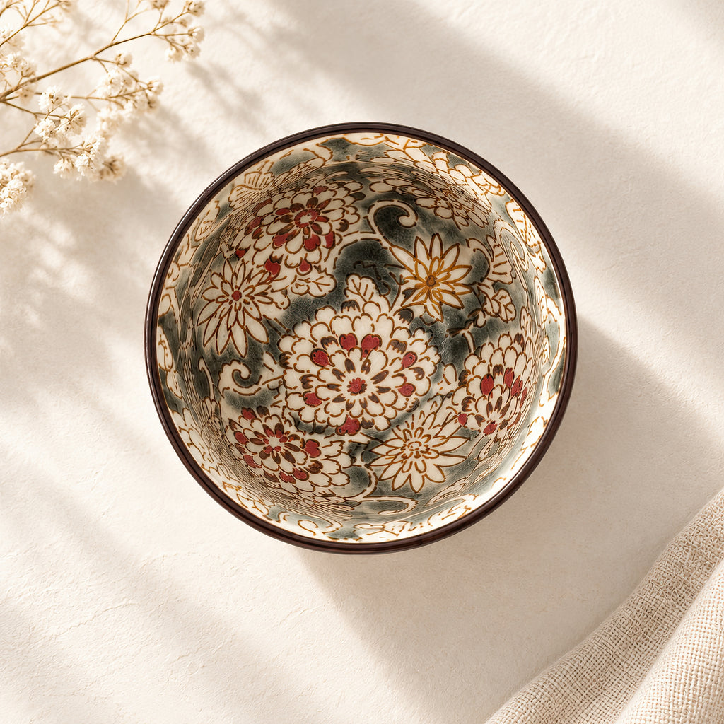 Hana Karakusa Mini Cup Black Japanese ceramic detail