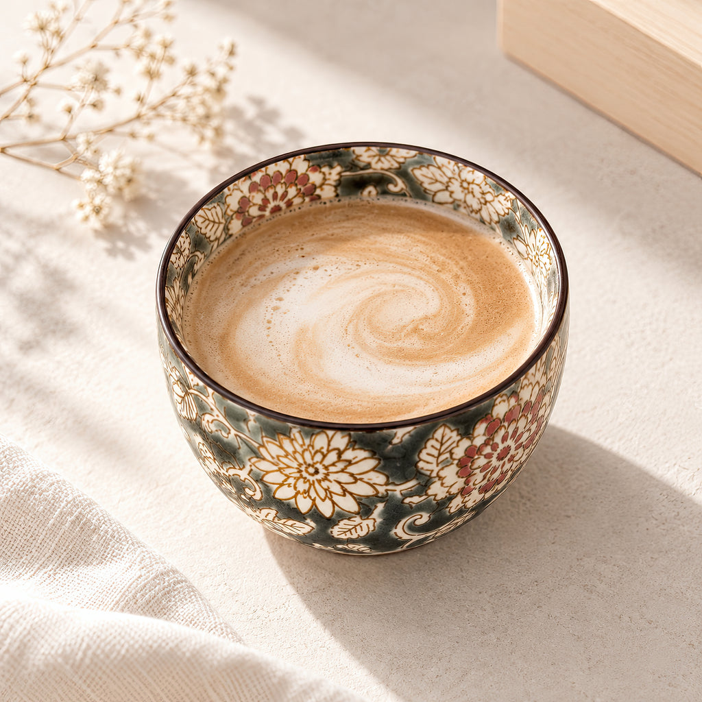 Hana Karakusa Mini Cup Black Japanese ceramic detail