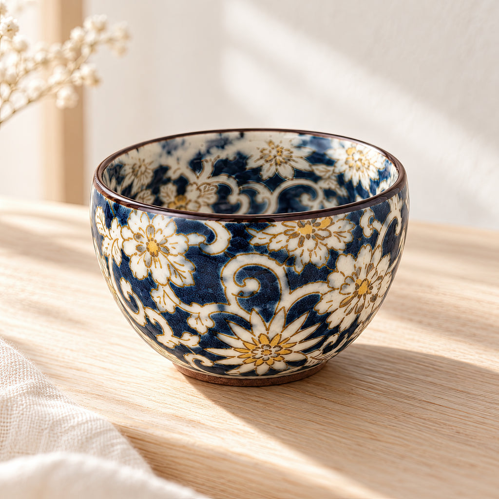 Hana Karakusa Mini Cup Blue — Japanese floral ceramic