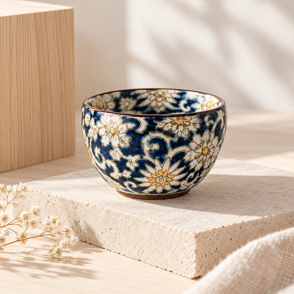 Hana Karakusa Mini Cup Blue — Japanese floral ceramic