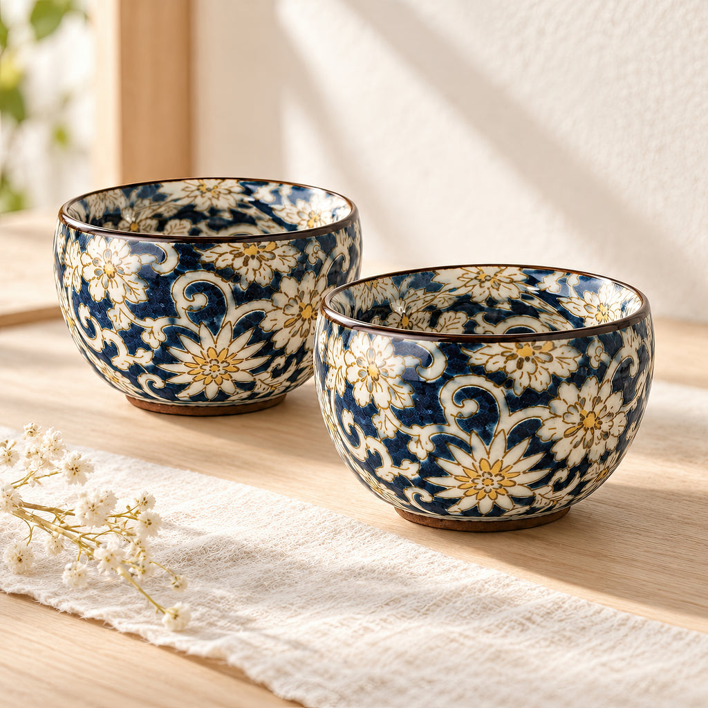 Hana Karakusa Mini Cup Blue — Japanese floral ceramic