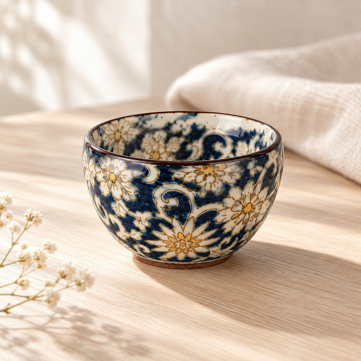 Hana Karakusa Mini Cup Blue — Japanese floral ceramic