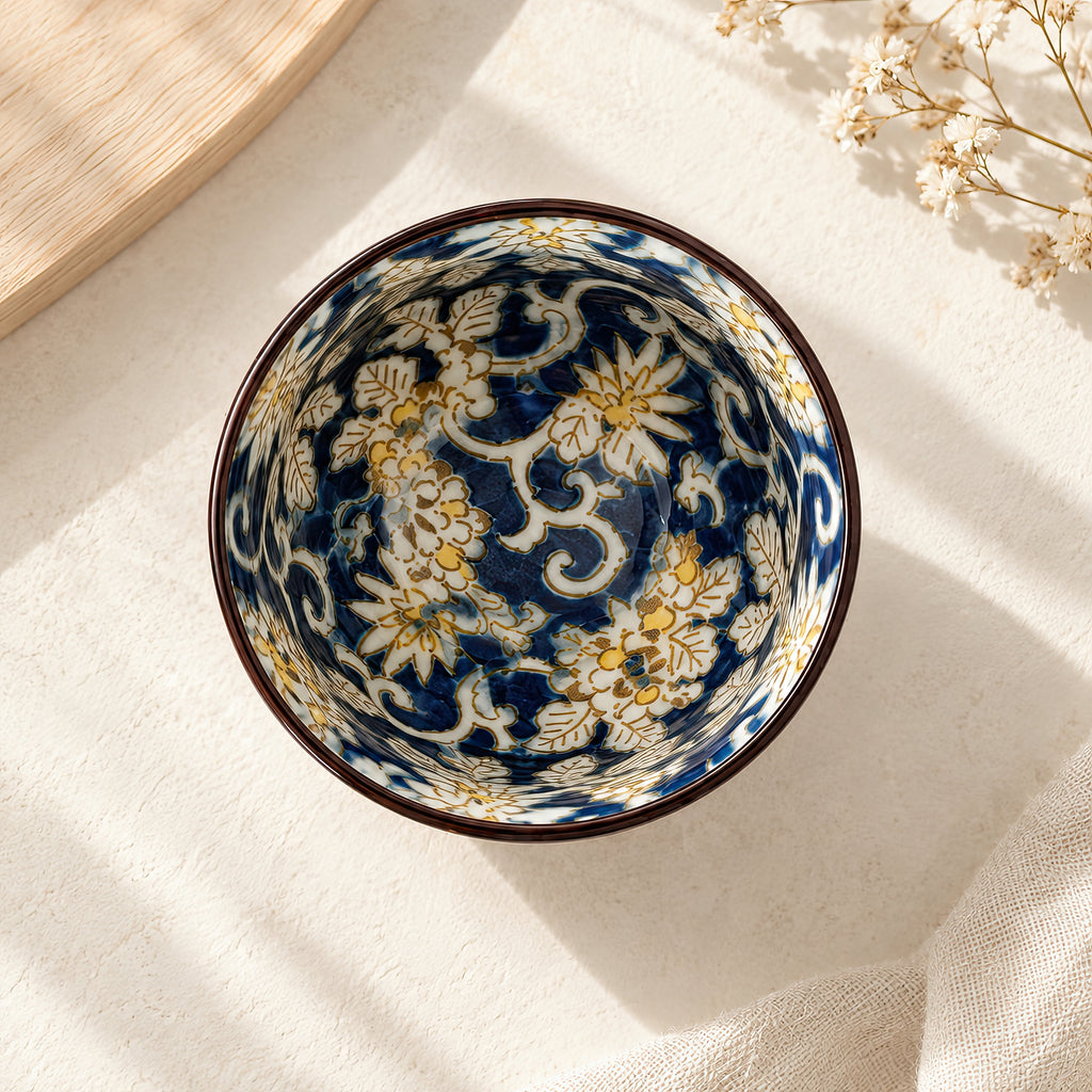 Hana Karakusa Mini Cup Blue — Japanese floral ceramic