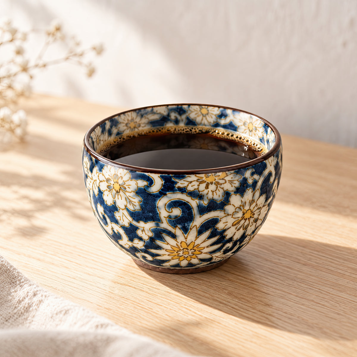 Hana Karakusa Mini Cup Blue — Japanese floral ceramic