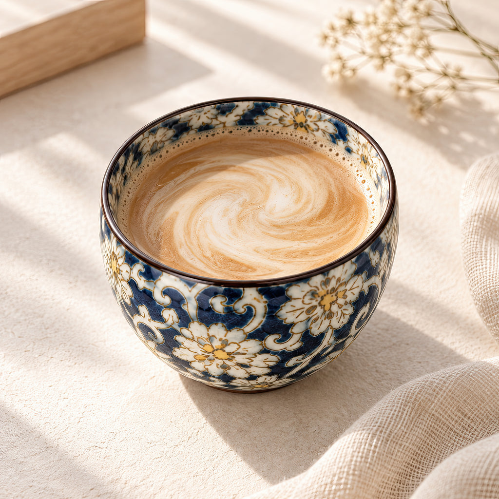 Hana Karakusa Mini Cup Blue — Japanese floral ceramic