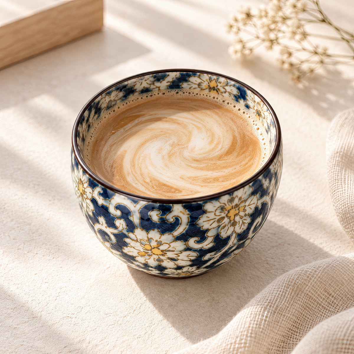 Hana Karakusa Mini Cup Blue — Japanese floral ceramic