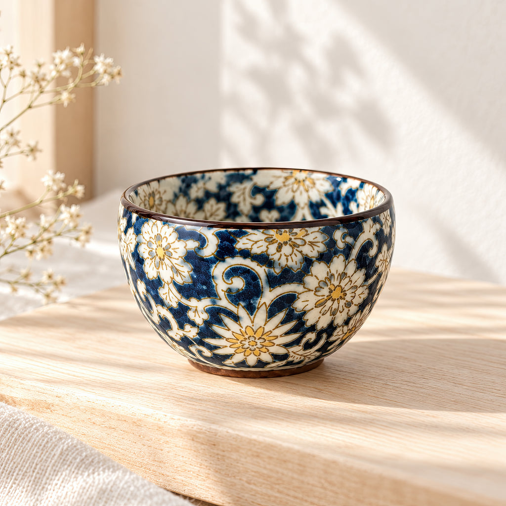 Hana Karakusa Mini Cup Blue — Japanese floral ceramic