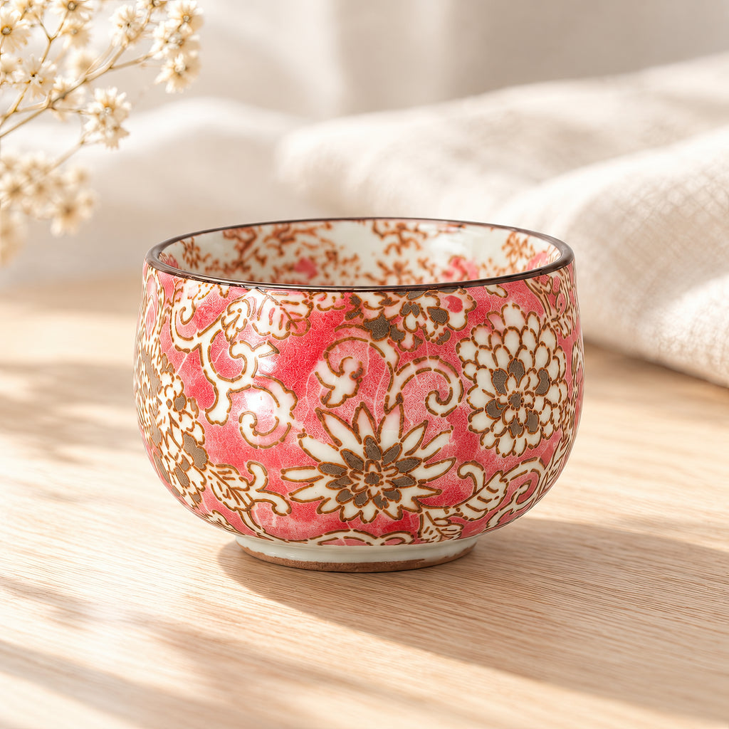 Hana Karakusa Mini Cup Pink — ceramic floral detail