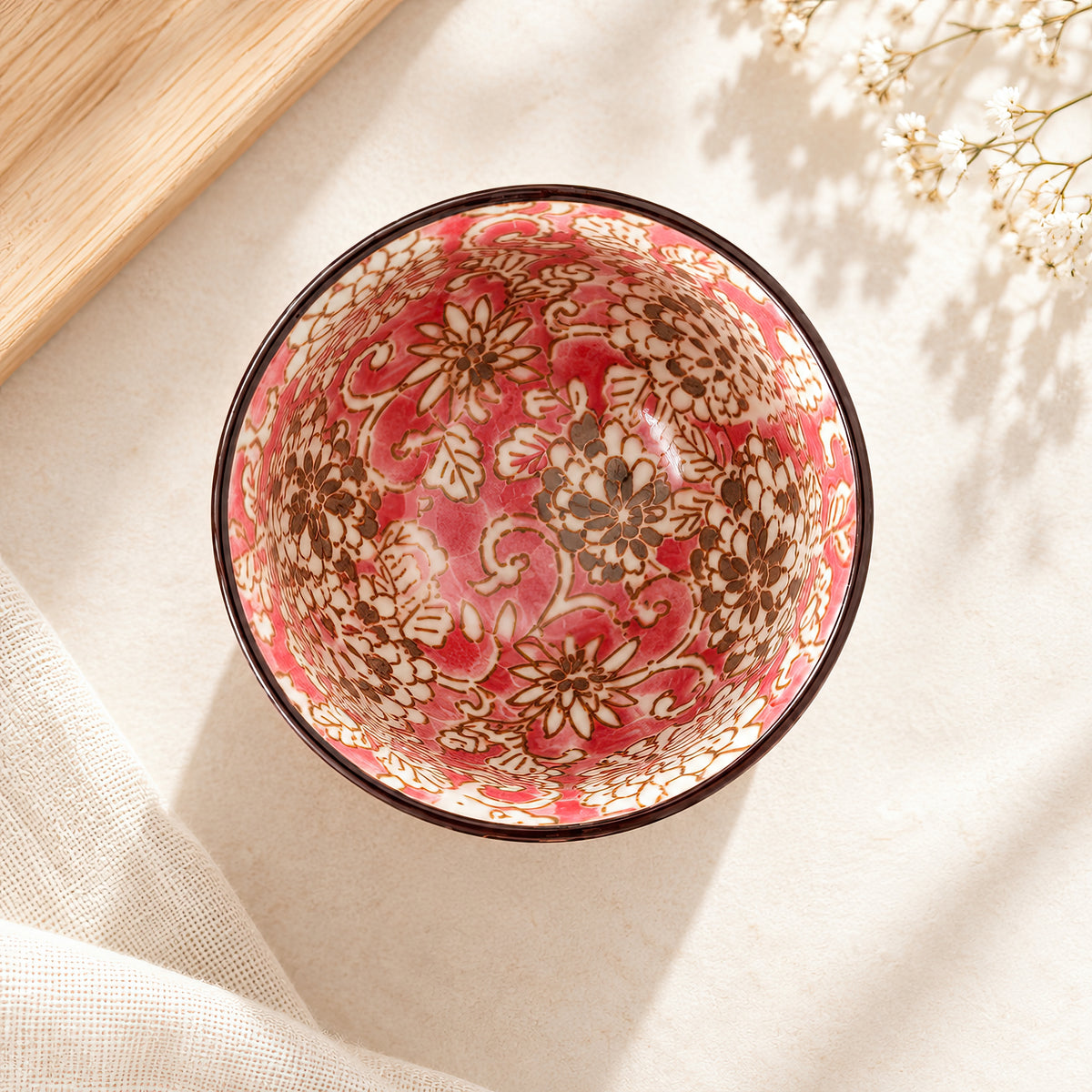 Hana Karakusa Mini Cup Pink — ceramic floral detail