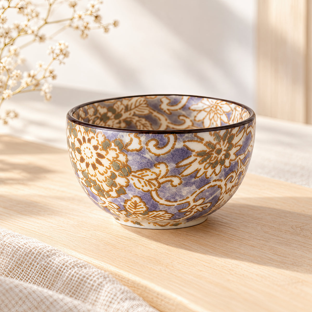 Hana Karakusa Mini Cup Purple Japanese ceramic detail