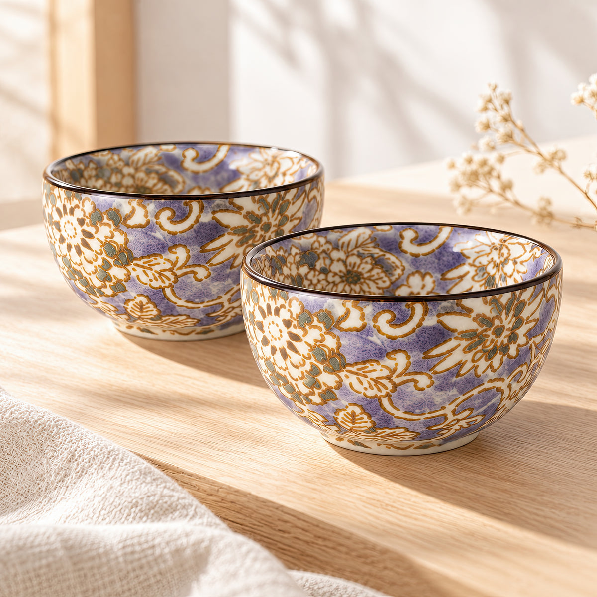 Hana Karakusa Mini Cup Purple Japanese ceramic detail