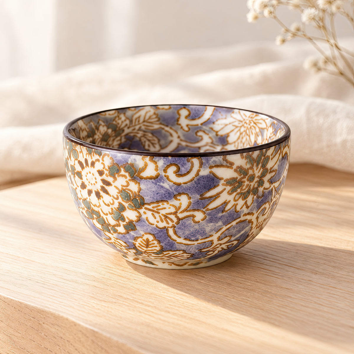 Hana Karakusa Mini Cup Purple Japanese ceramic detail