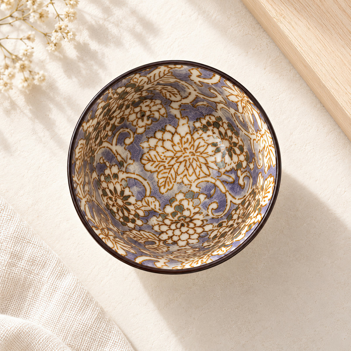 Hana Karakusa Mini Cup Purple Japanese ceramic detail