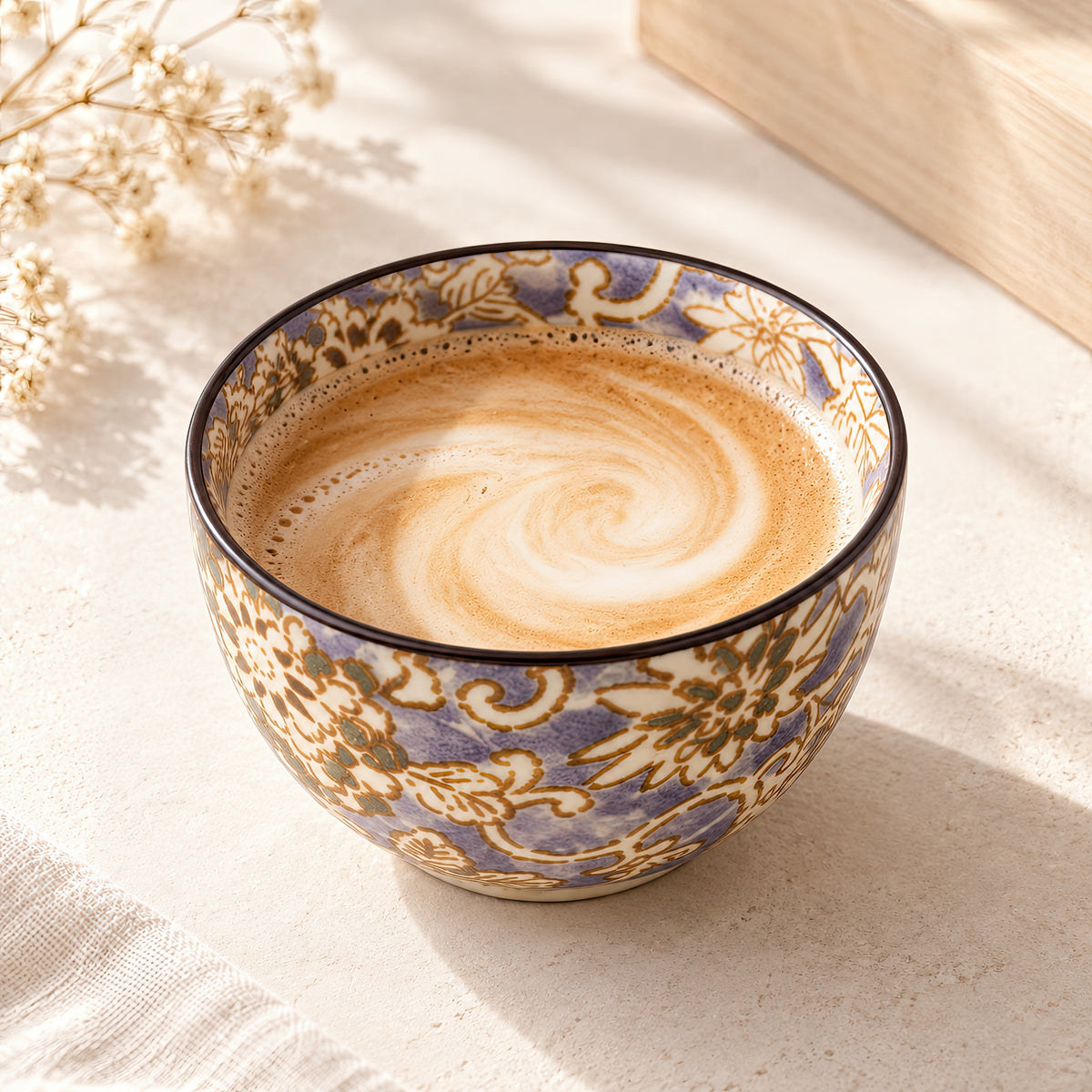 Hana Karakusa Mini Cup Purple Japanese ceramic detail
