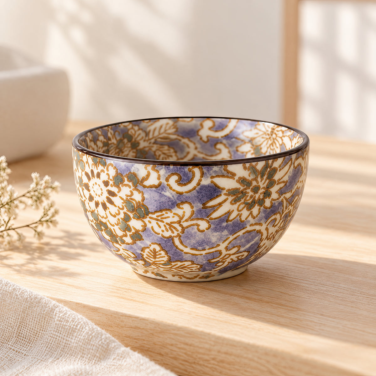 Hana Karakusa Mini Cup Purple Japanese ceramic detail