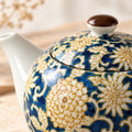 Hana Karakusa Arabesque Teapot — Blue — floral ceramic product close-up