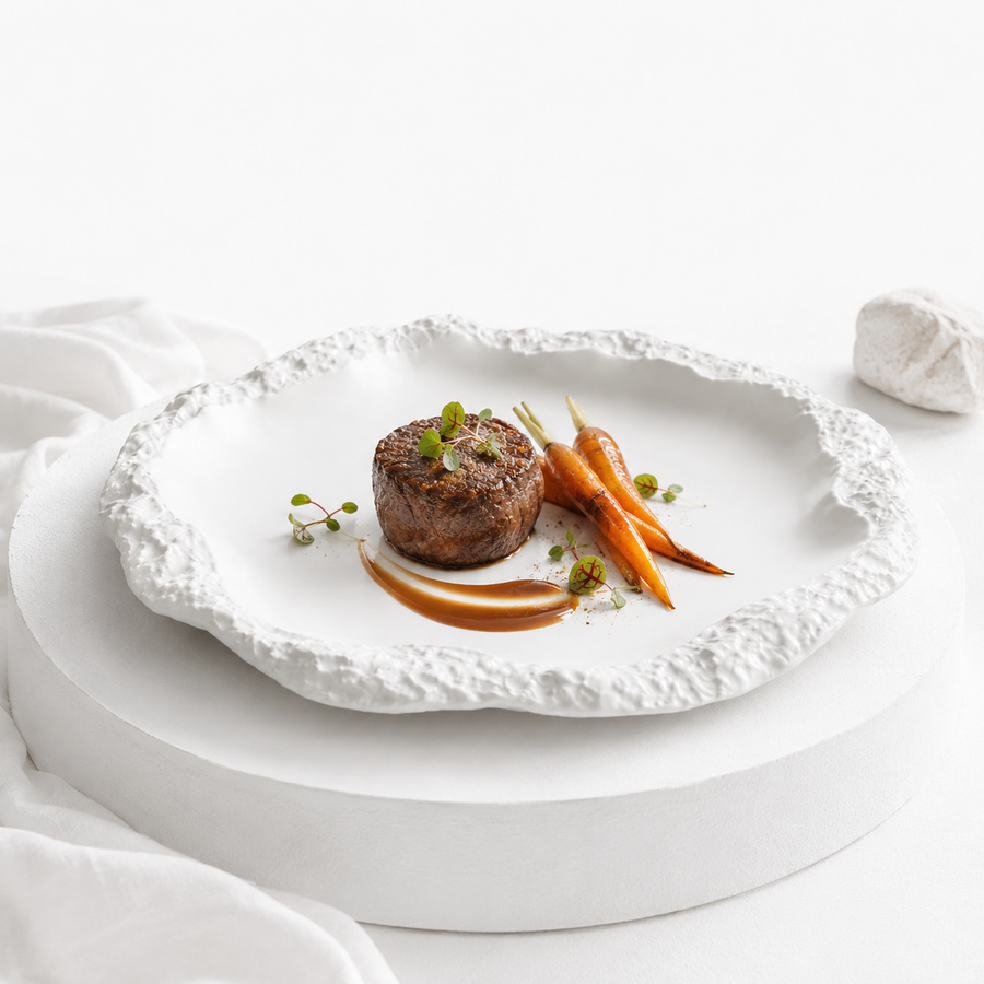Hotel Restaurant European-style Embossed Stone Pattern Ceramic Plate