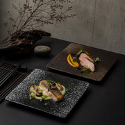 Square Plate Colored Glaze Plate Dish Barbecue Ceramic Plate
