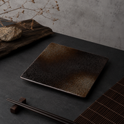 Square Plate Colored Glaze Plate Dish Barbecue Ceramic Plate