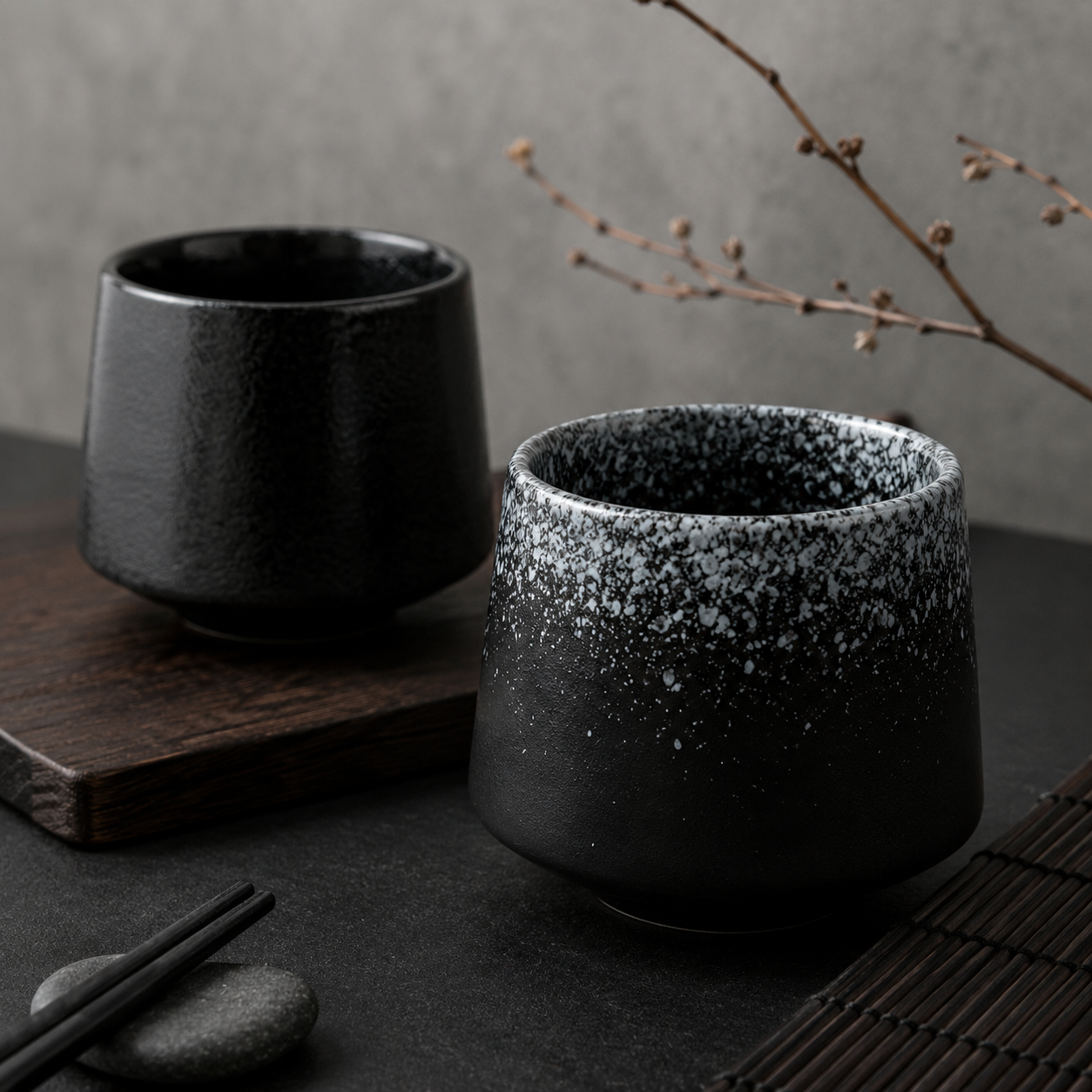 Noir Speckled Tea Cup