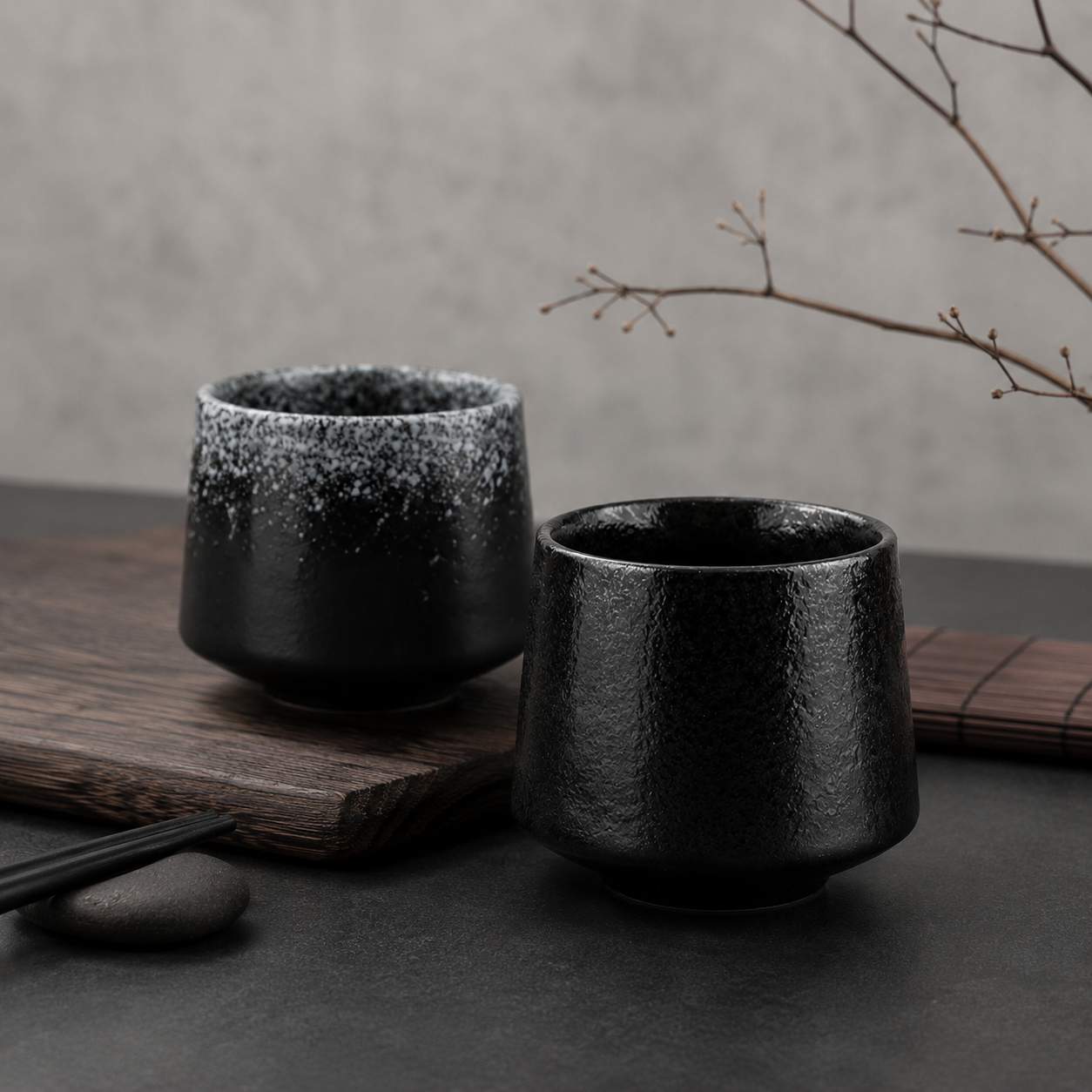 Noir Speckled Tea Cup