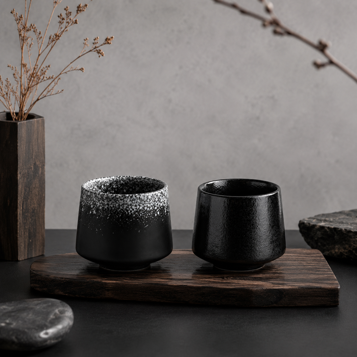 Noir Speckled Tea Cup