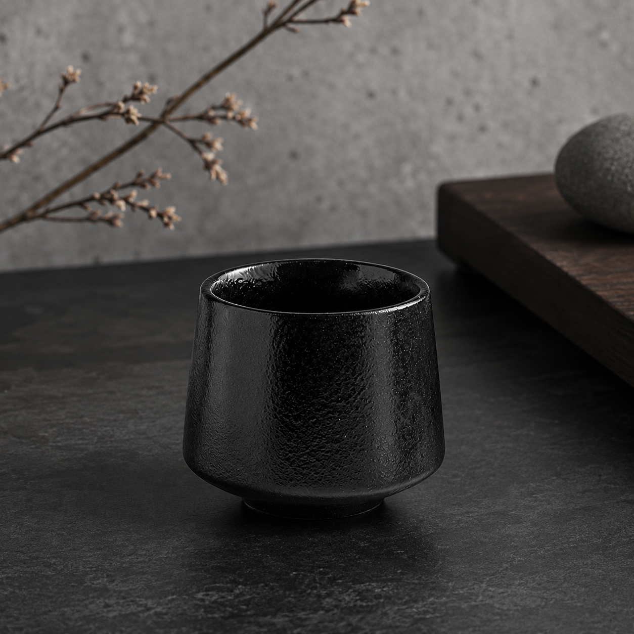 Noir Speckled Tea Cup