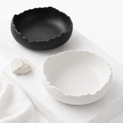 White Ceramic Soup Bowl Household Japanese Abnormal-shape Bowl Deep Bowl