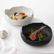 White Ceramic Soup Bowl Household Japanese Abnormal-shape Bowl Deep Bowl